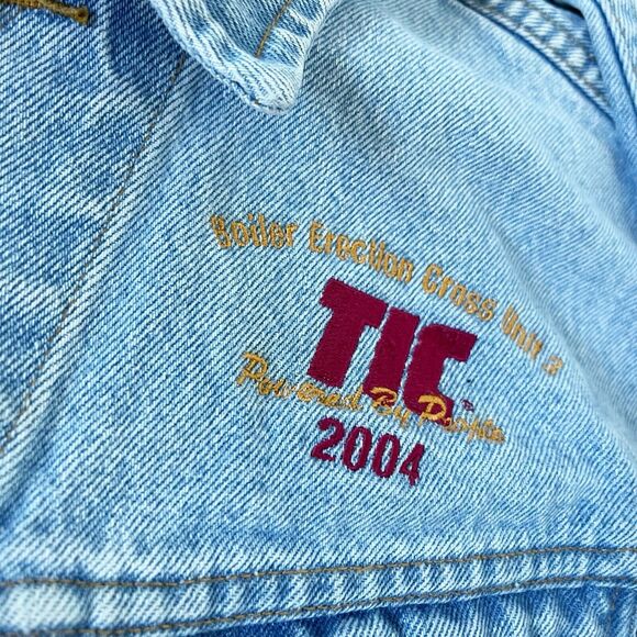 Vtg TIC The Industrial Company Boiler Erection Cross Unit 3 Denim Jacket Trucker - Picture 11 of 16